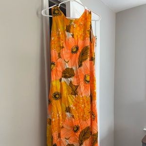 Vintage bright floral maxi dress